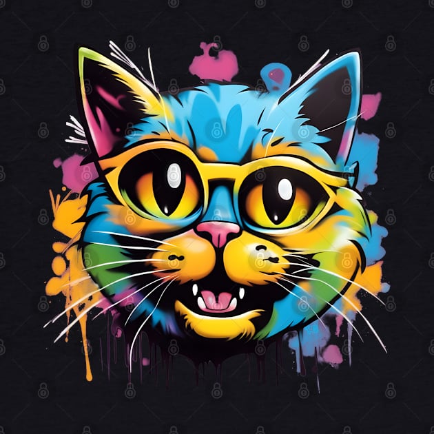 Colorful Graffiti Cat by Ravenglow